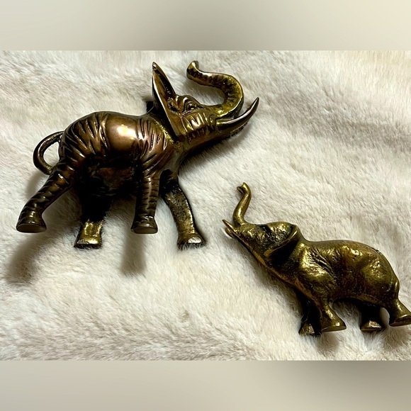 Set of vintage bronze elephant statues - Picture 1 of 8